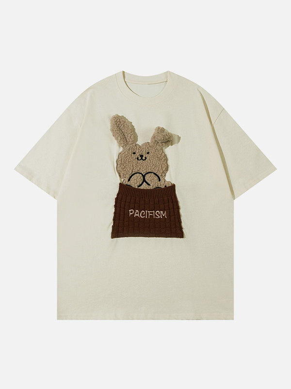 AlanBalen® - Patch Embroidery Rabbit Print Tee AlanBalen