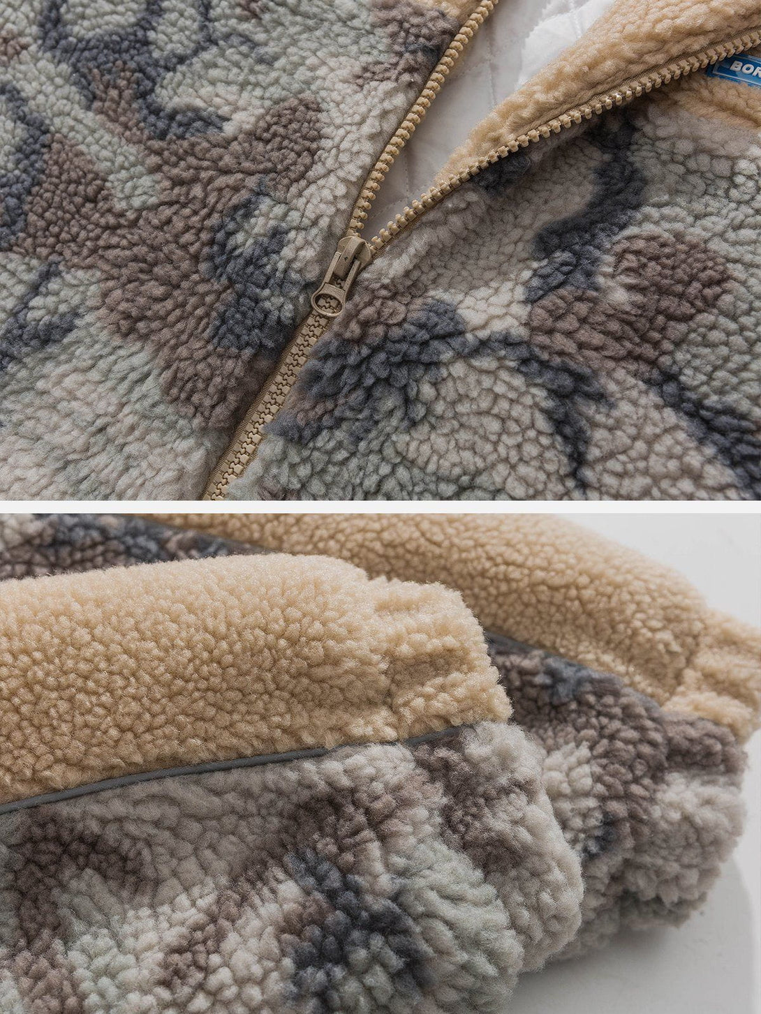 AlanBalen® - Patchwork Camouflage Sherpa Coat AlanBalen