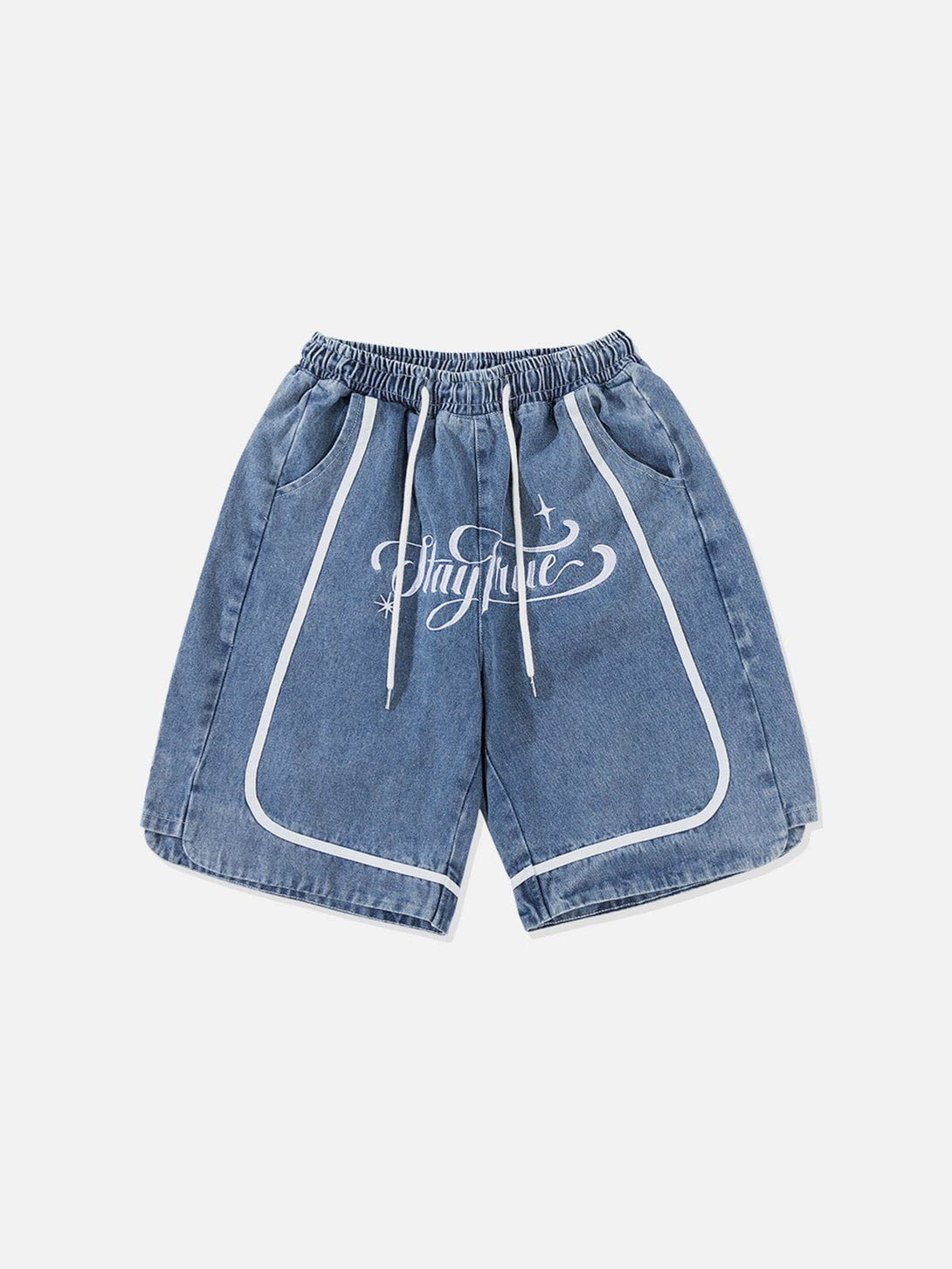 AlanBalen® - Patchwork Letter Denim Shorts AlanBalen