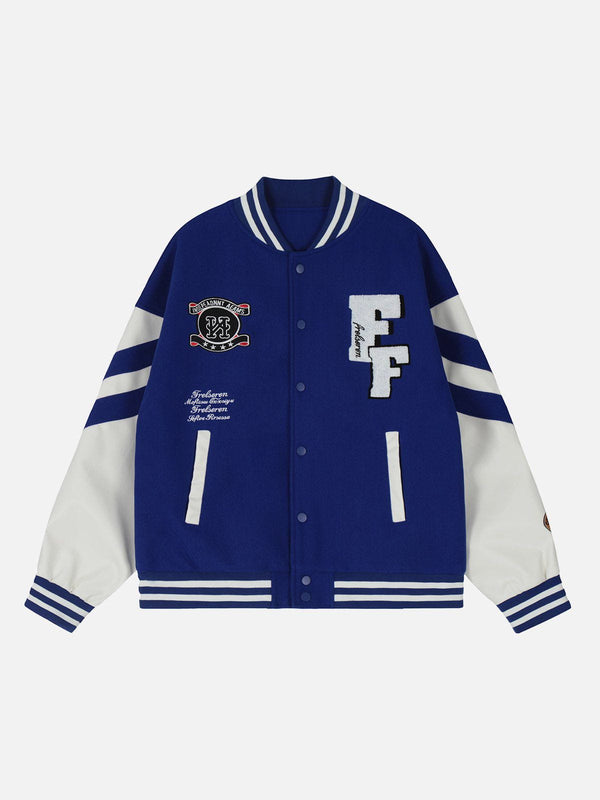 AlanBalen® - Patchwork Stripe Varsity Jacket AlanBalen