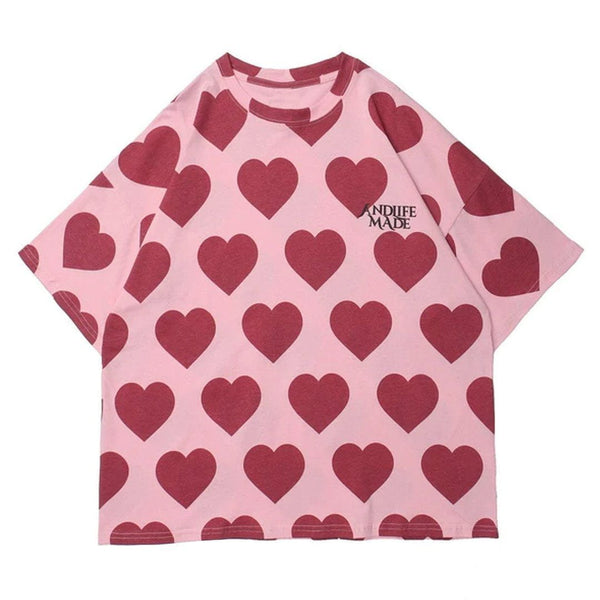 AlanBalen® - Peach Heart Print Cotton Tee AlanBalen