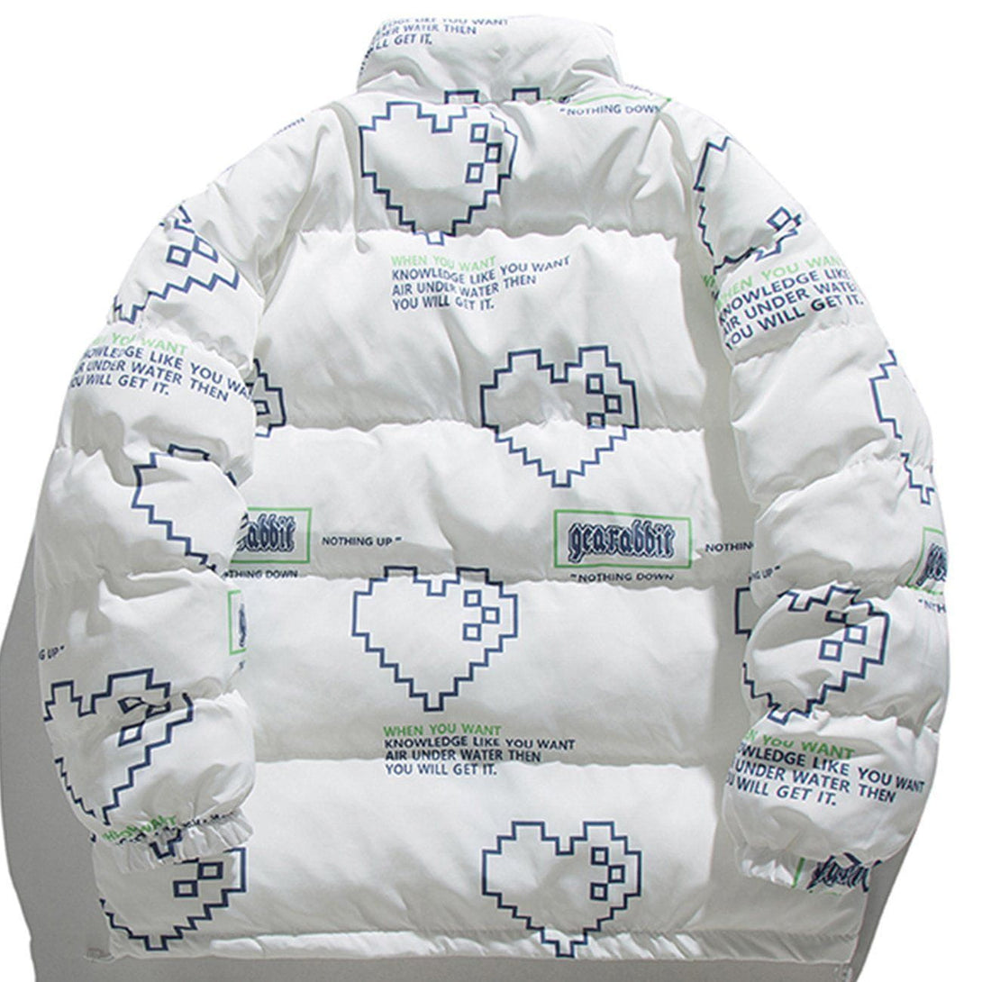 AlanBalen® - Pixel Heart Letter Print Winter Coat AlanBalen