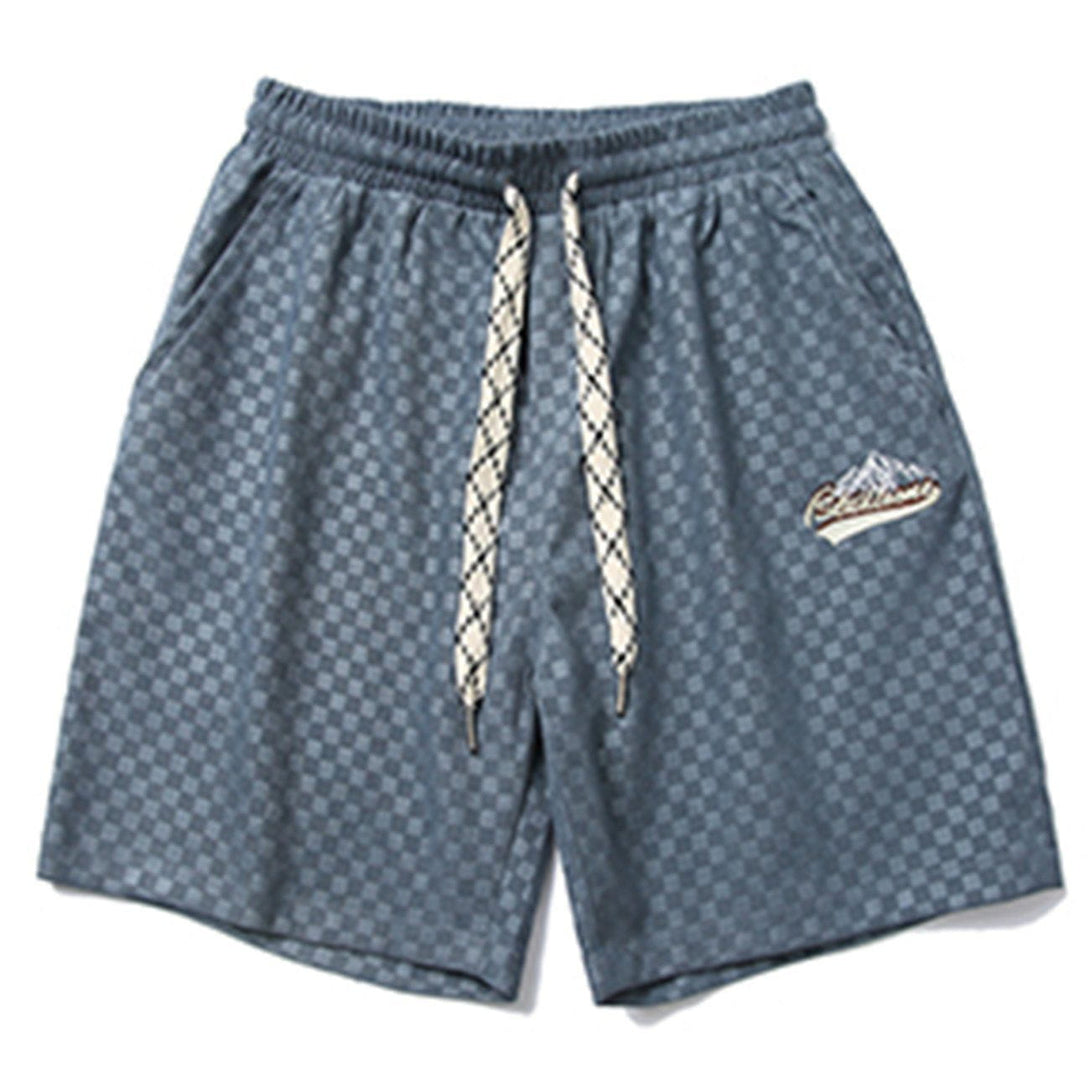 AlanBalen® - Plaid Embroidered Letters Shorts AlanBalen