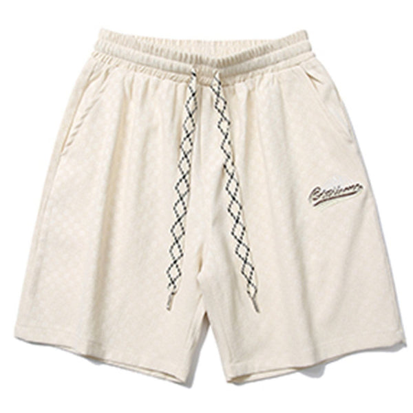 AlanBalen® - Plaid Embroidered Letters Shorts AlanBalen