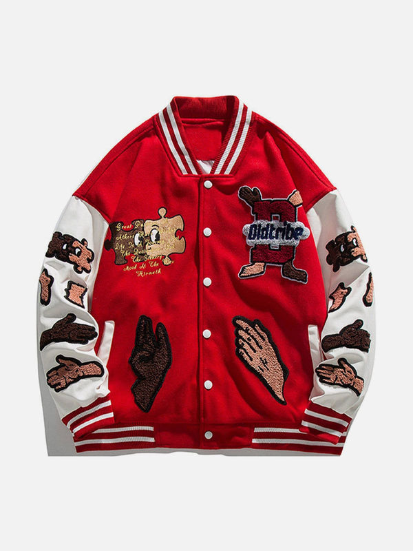 AlanBalen® - Puzzle Embroidery Varsity Jacket AlanBalen