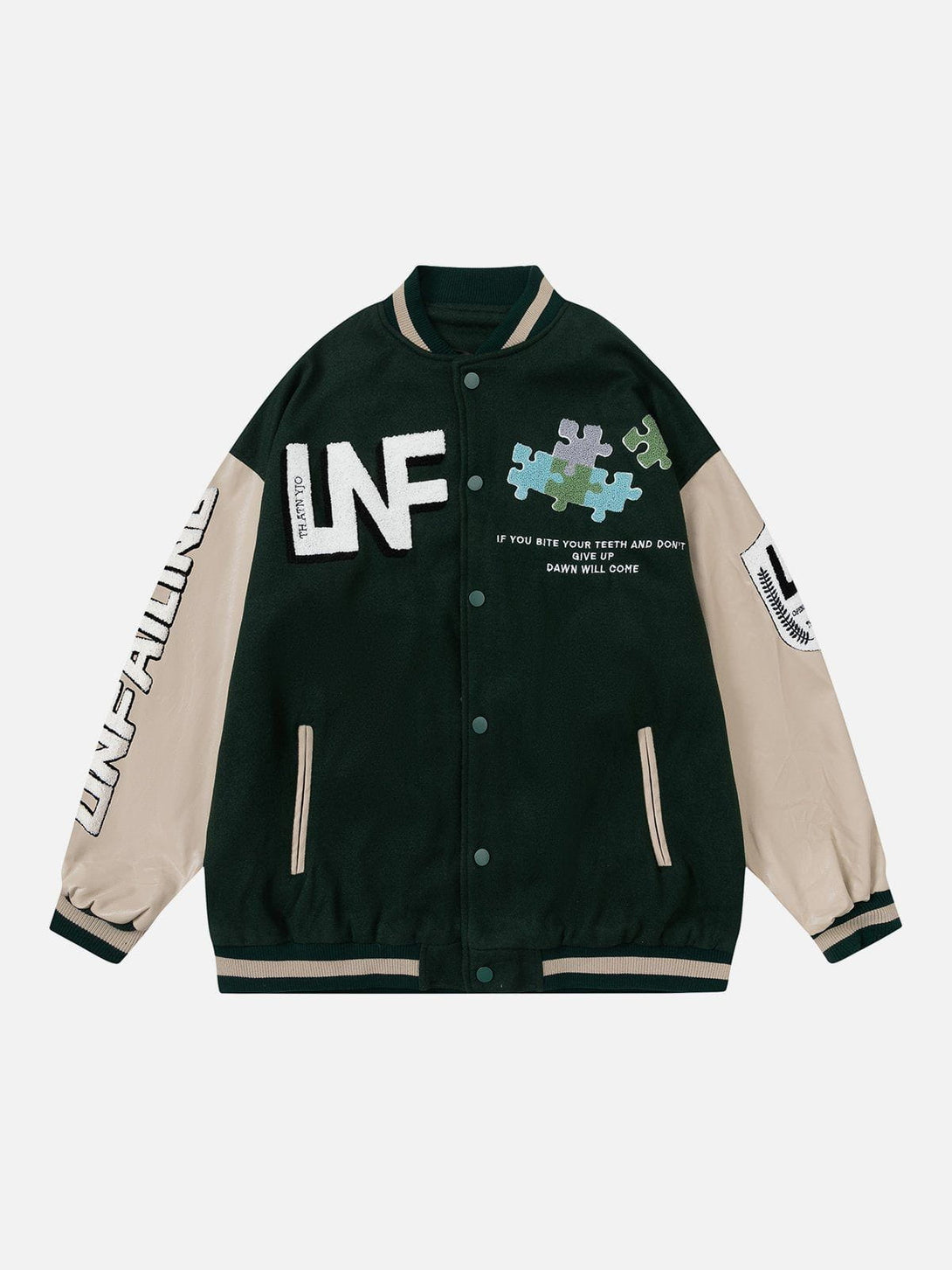 AlanBalen® - Puzzle Flocking Print Varsity Jacket AlanBalen