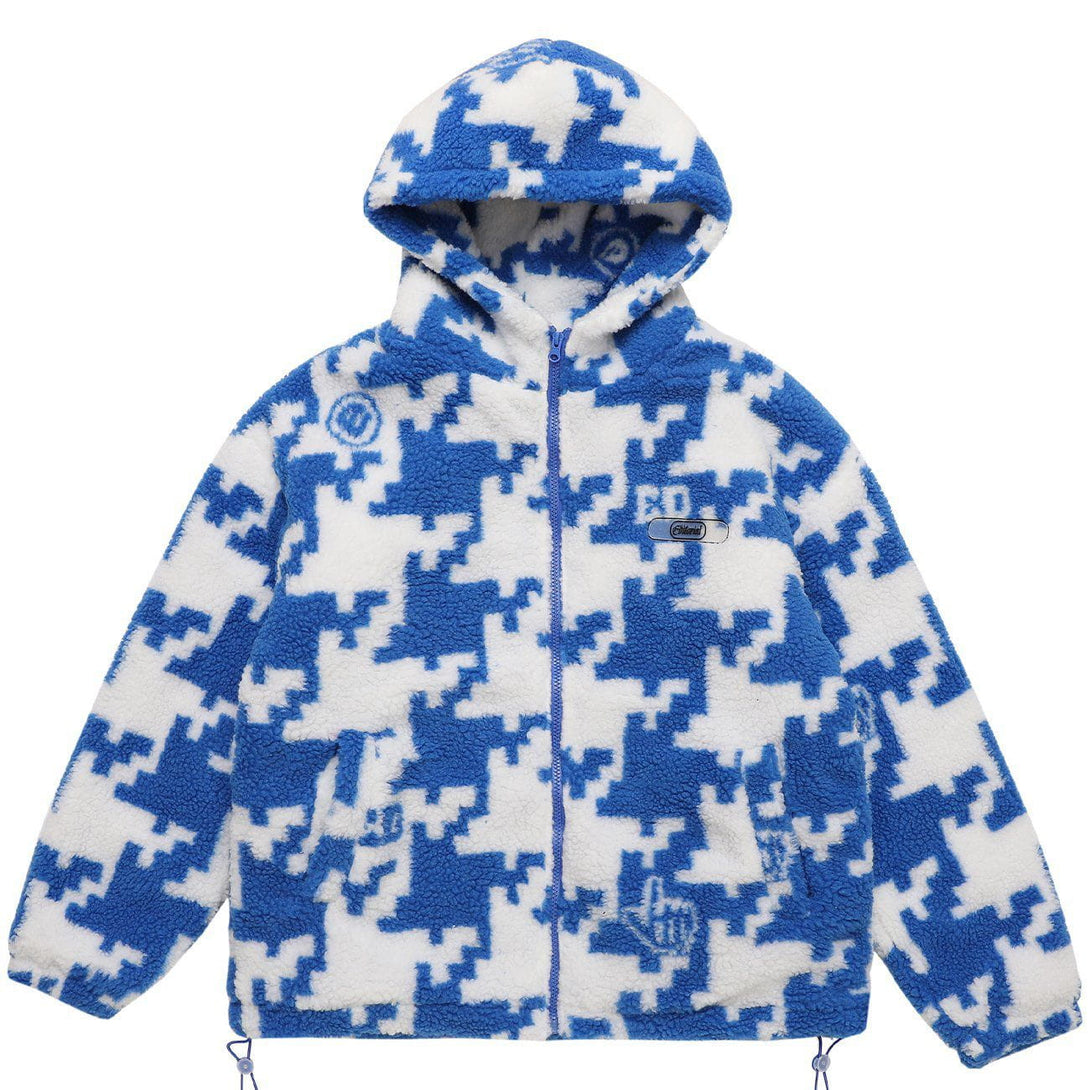 AlanBalen® - Puzzle Print Sherpa Winter Coat AlanBalen