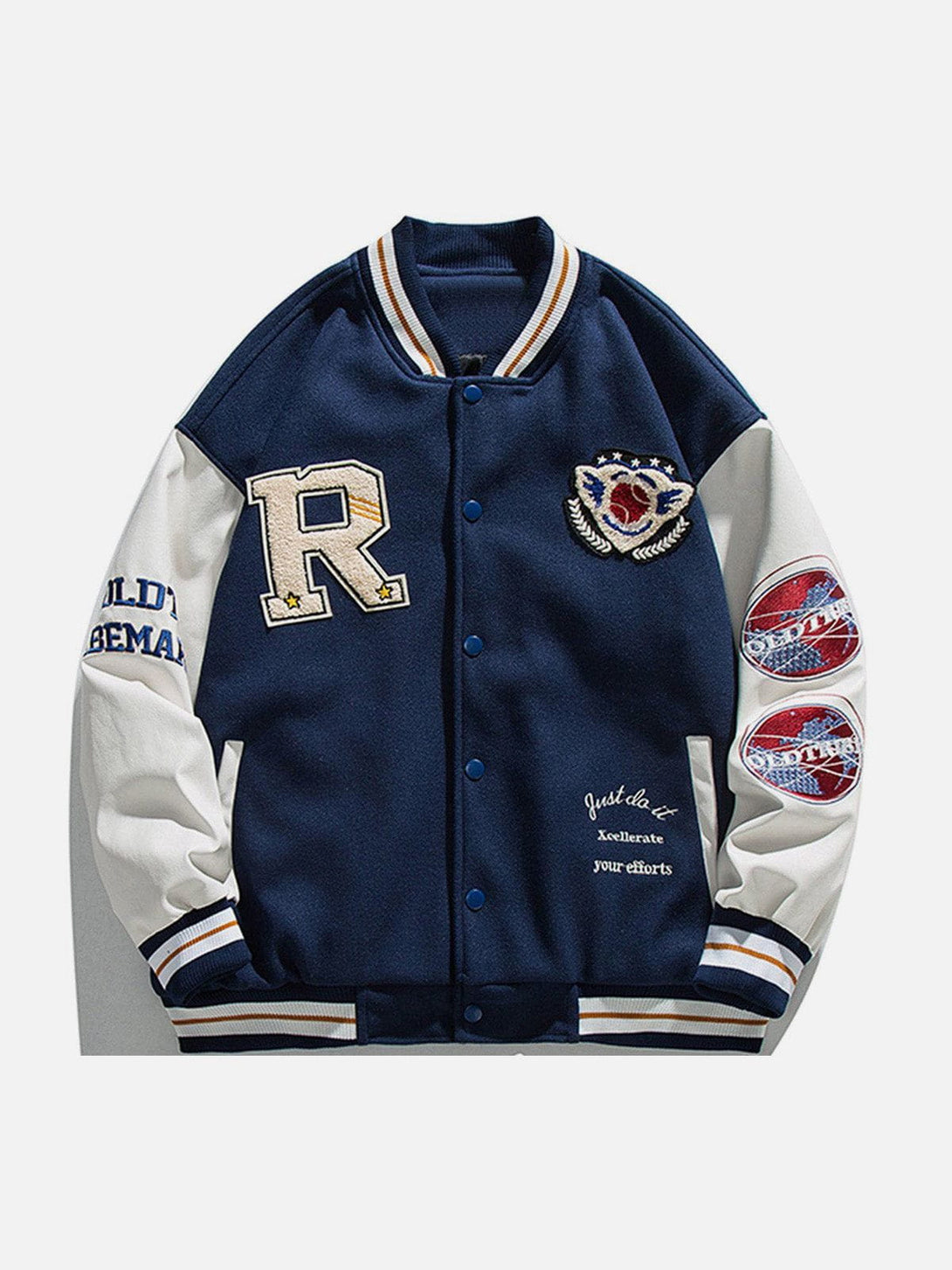 AlanBalen® - R baseball Embroidery Varsity Jacket AlanBalen