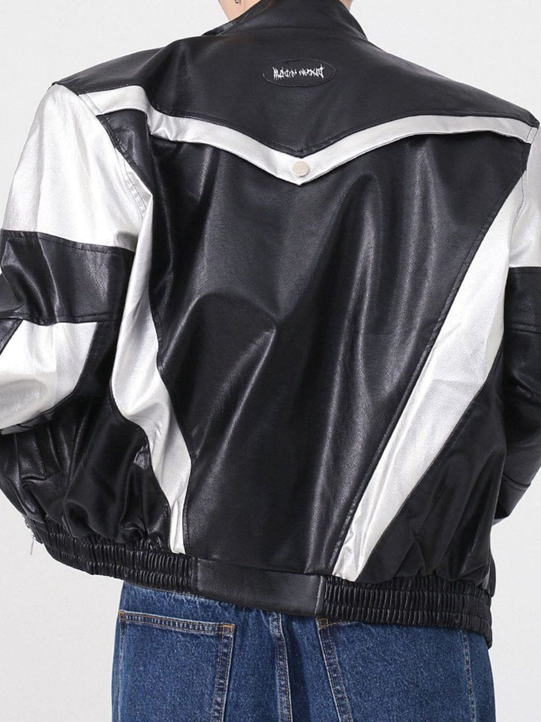 AlanBalen® - Racing Contrast Panel Lightning Leather Jacket AlanBalen