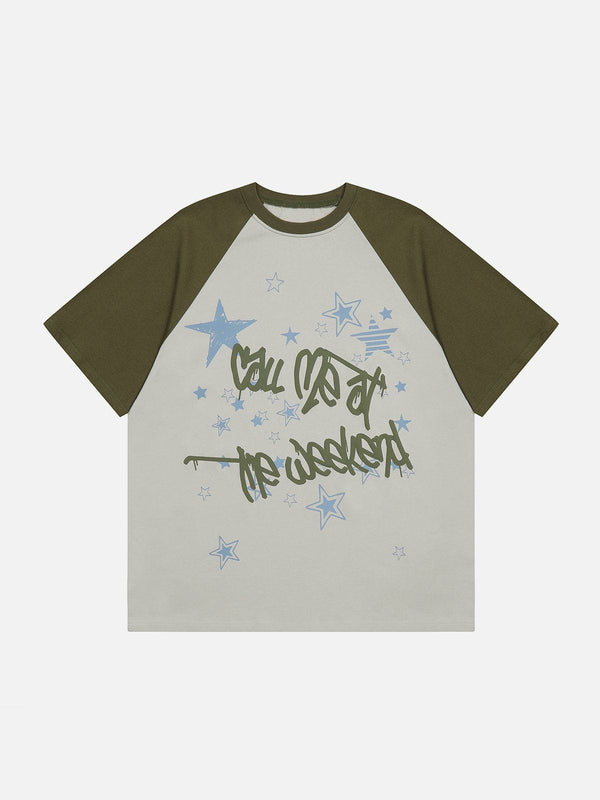 AlanBalen® - Raglan Stars Graffiti Print Tee AlanBalen