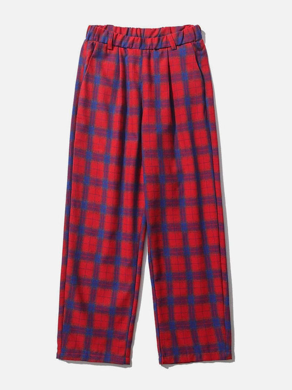 AlanBalen® - Red Plaid Pattern Casual Pants AlanBalen