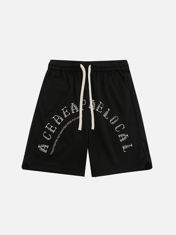 AlanBalen® - Ring Embroidery Letter Shorts AlanBalen