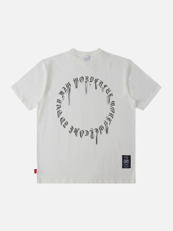 AlanBalen® - Ring Shaped Gothic Letter Print Tee AlanBalen