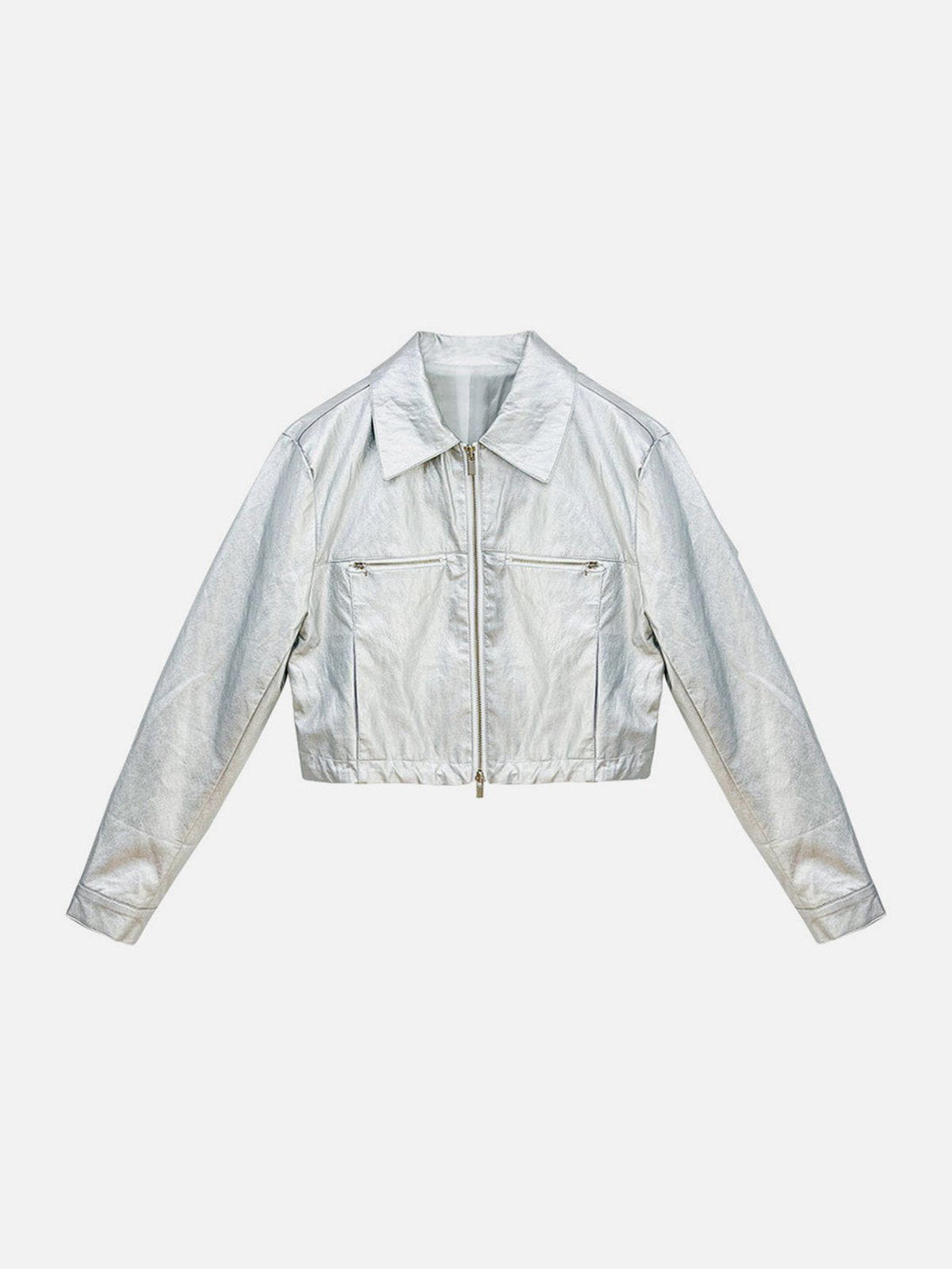 AlanBalen® - Shiny Silver Cropped Jacket AlanBalen