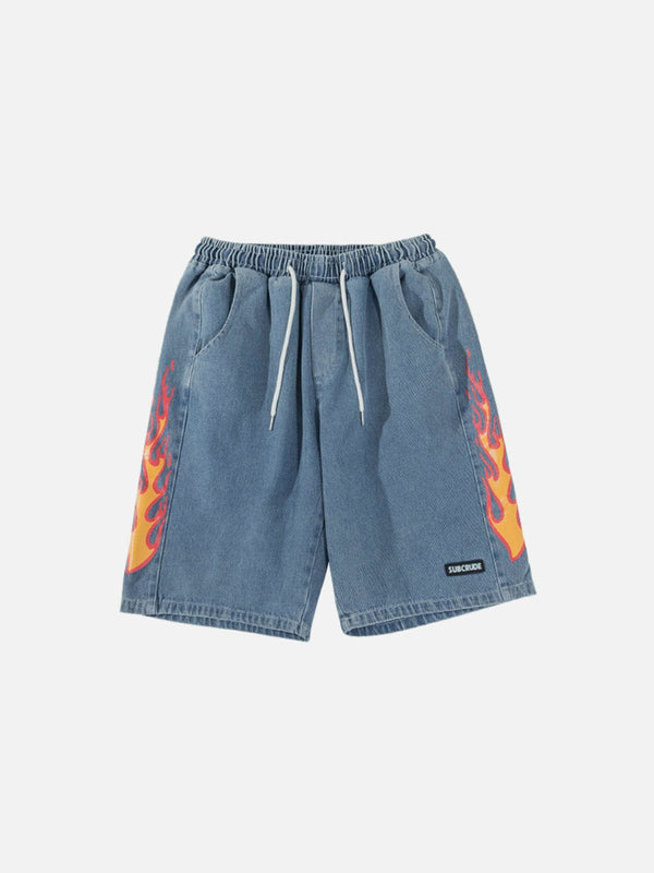 AlanBalen® - Side Flame Denim Shorts AlanBalen