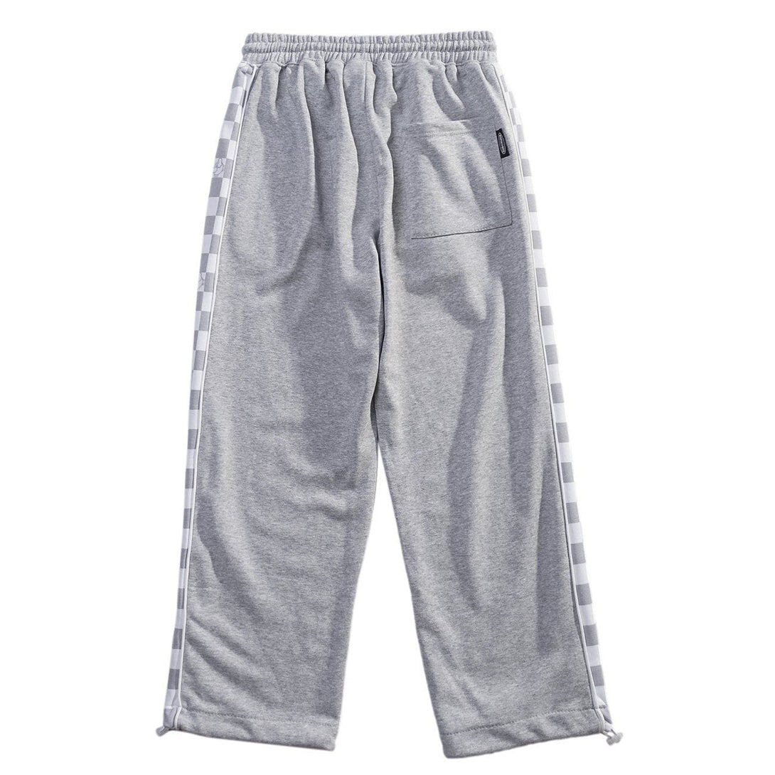 AlanBalen® - Side Plaid Printed Drawstring Sweatpants AlanBalen