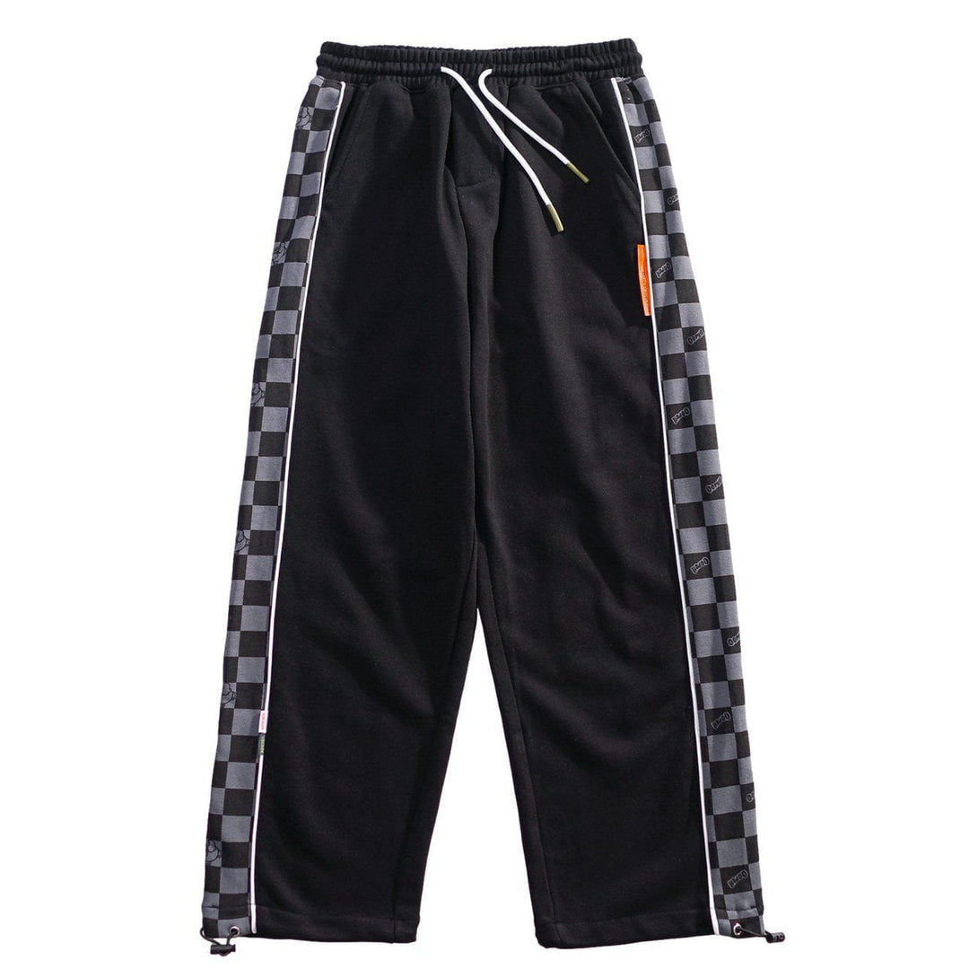 AlanBalen® - Side Plaid Printed Drawstring Sweatpants AlanBalen