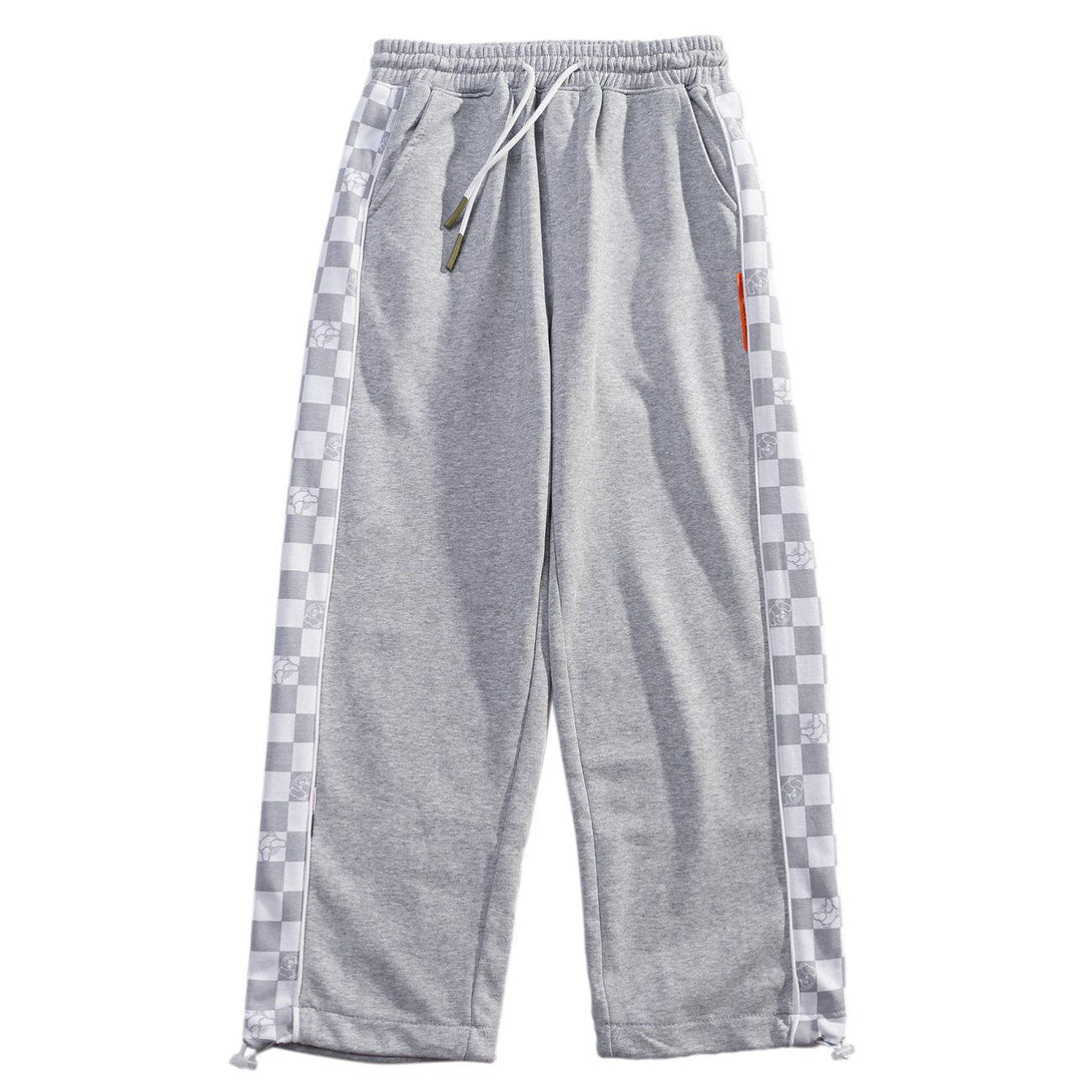 AlanBalen® - Side Plaid Printed Drawstring Sweatpants AlanBalen