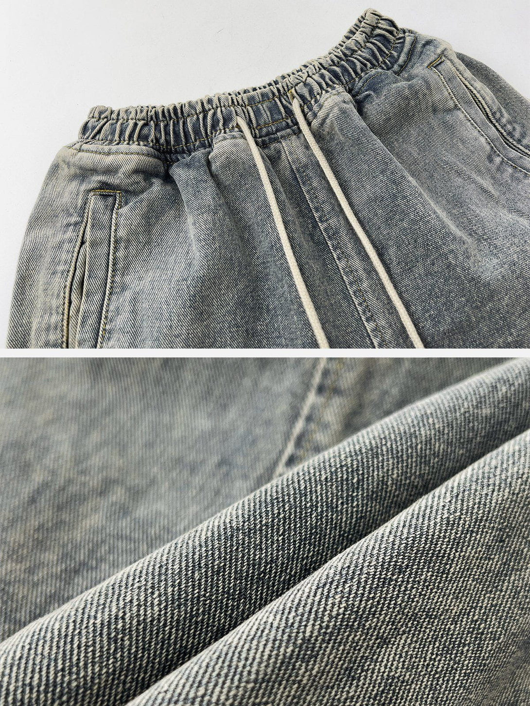 AlanBalen® - Side Zipper Drawstring Washed Jeans AlanBalen