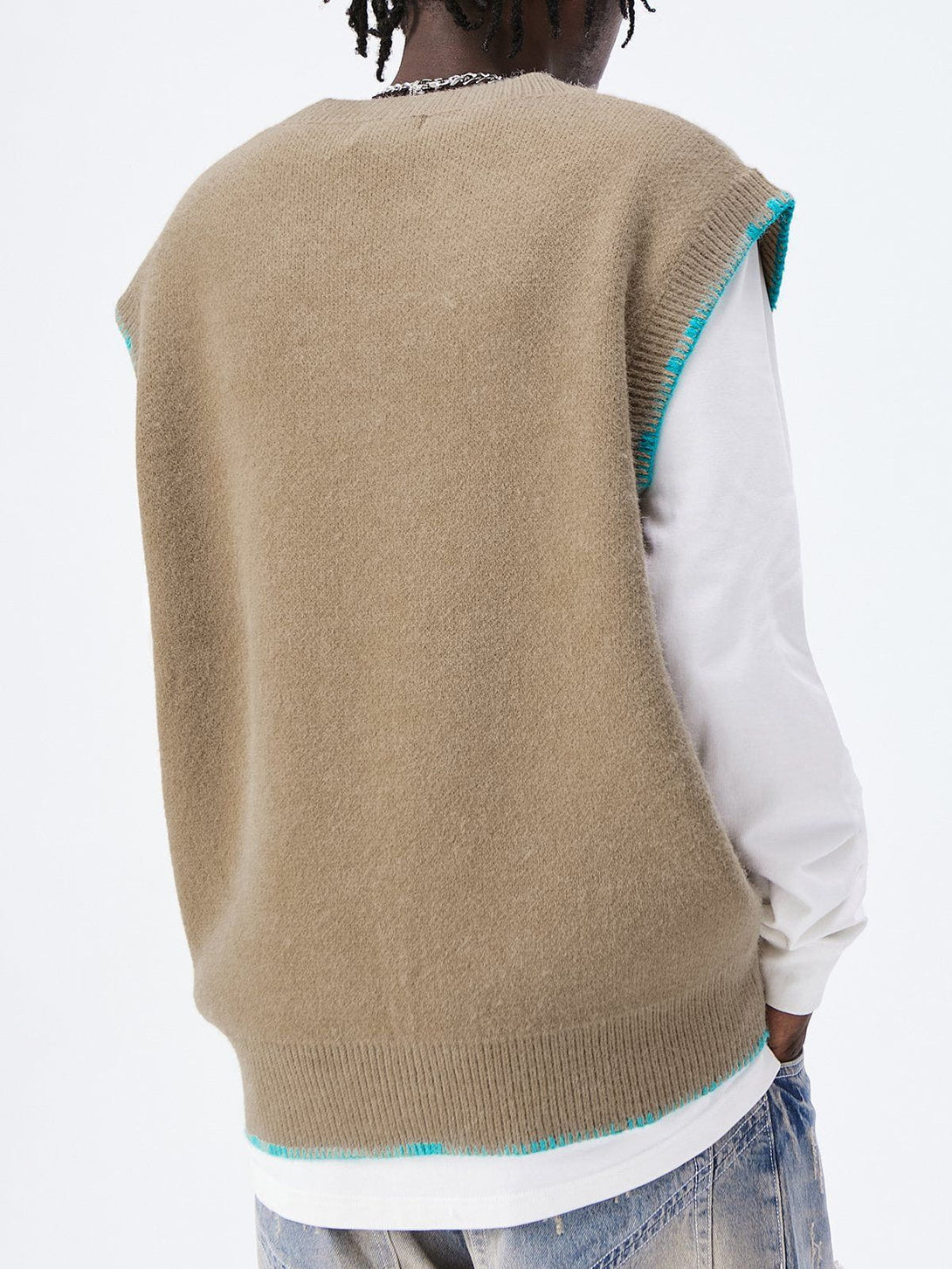 AlanBalen® - Simple Embroidered Letters Sweater Vest AlanBalen