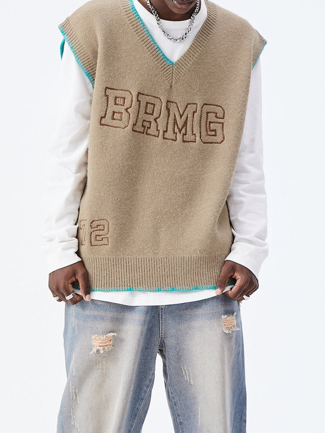 AlanBalen® - Simple Embroidered Letters Sweater Vest AlanBalen