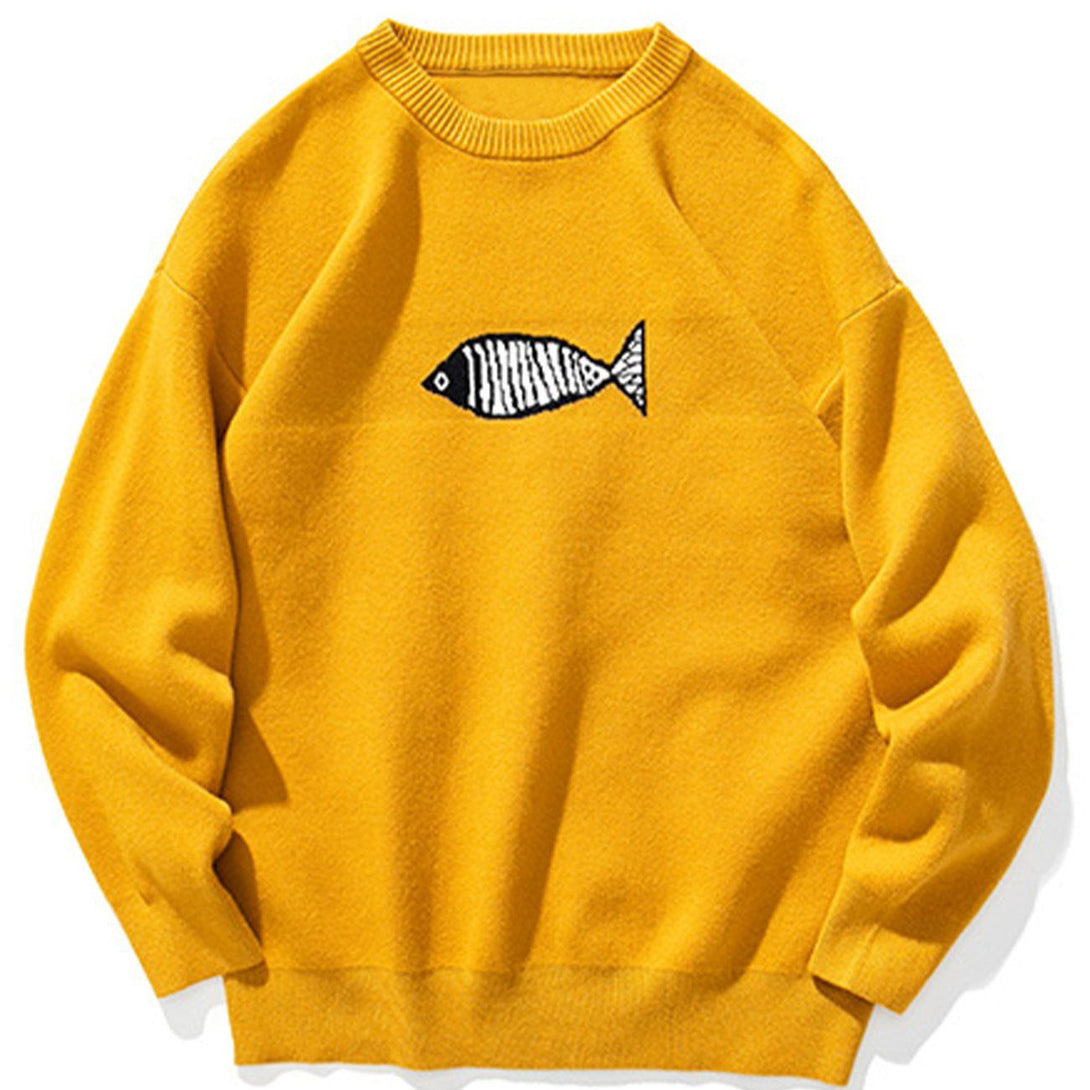 AlanBalen® - Small Fish Embroidery Knit Sweater AlanBalen