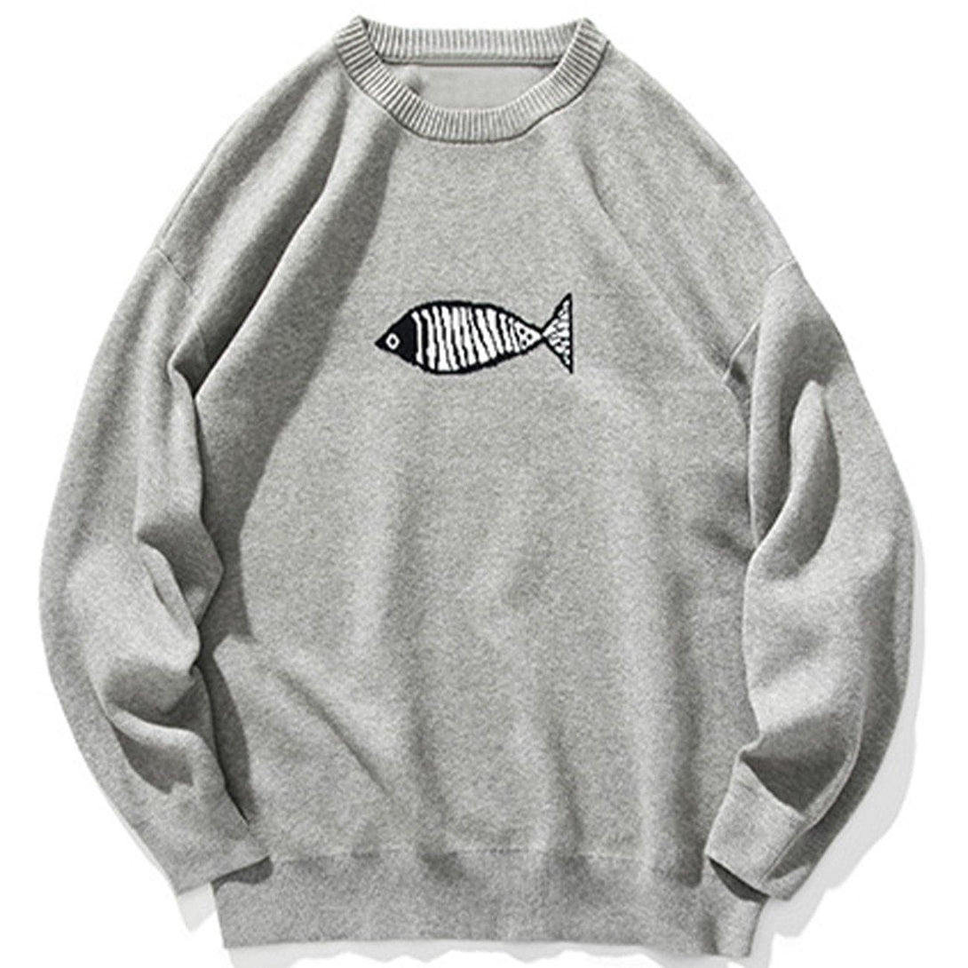AlanBalen® - Small Fish Embroidery Knit Sweater AlanBalen