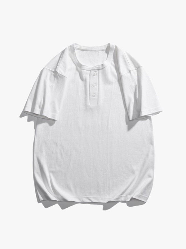 AlanBalen® - Solid Buttons Cotton Tee AlanBalen