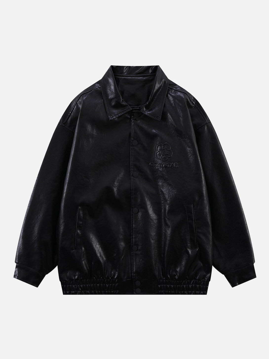 AlanBalen® - Solid Embossed Print Leather Jacket AlanBalen