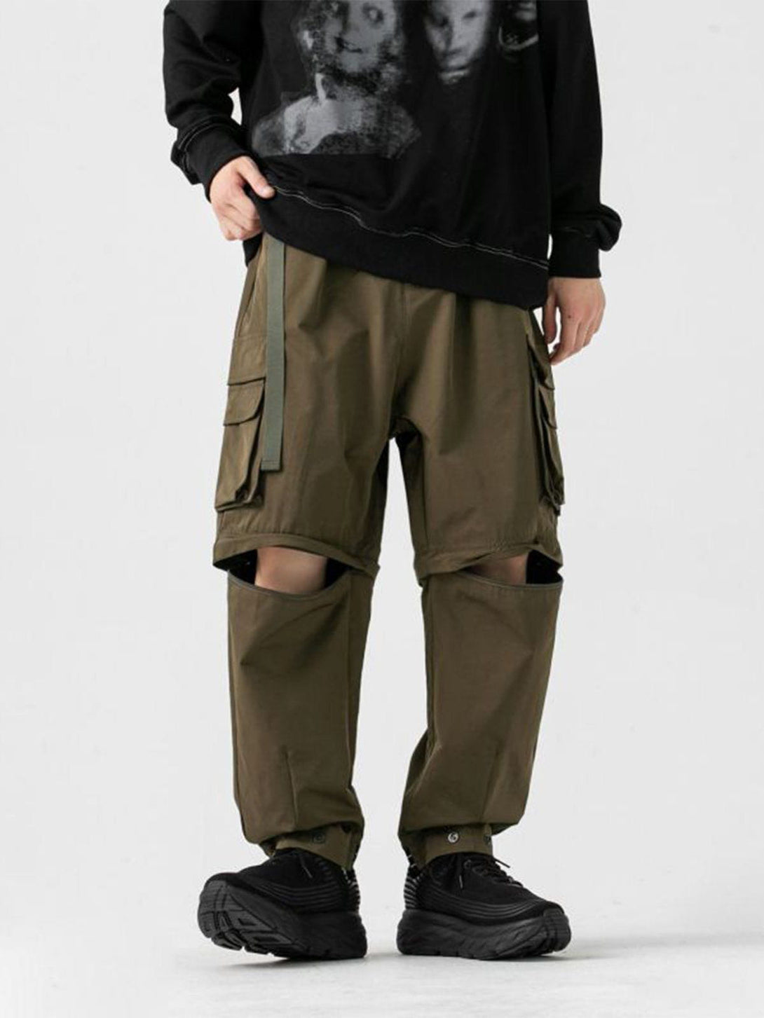 AlanBalen® - Solid Embroidered Multi Pocket Cargo Pants AlanBalen