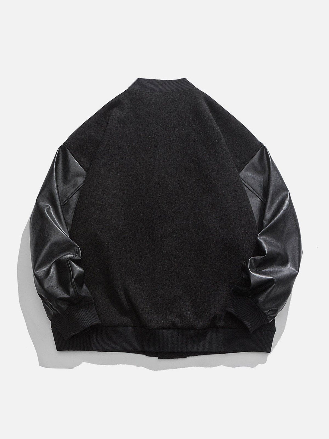 AlanBalen® - Solid Leather Sleeves Varsity Jacket AlanBalen