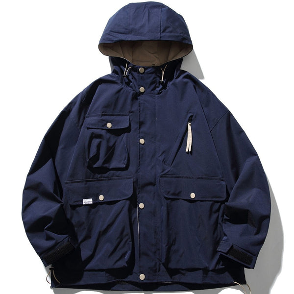 AlanBalen® - Solid Multi-pocket Cargo Hooded Jacket AlanBalen