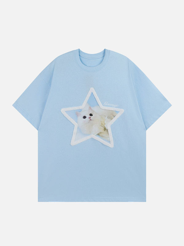 AlanBalen® - Star Cute Cat Graphic Tee AlanBalen