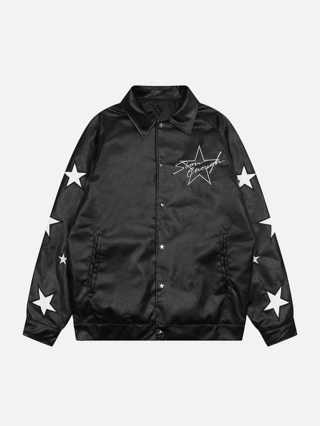 AlanBalen® - Star Embroidery Leather Jacket AlanBalen