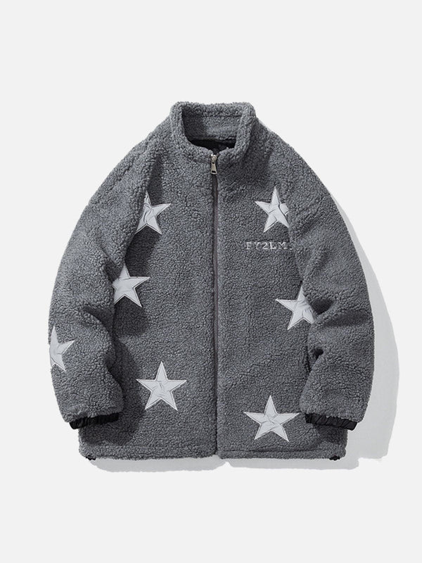 AlanBalen® - Star Embroidery Sherpa Coat AlanBalen