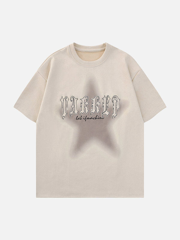 AlanBalen® - Star Gradient Letter Print Tee AlanBalen