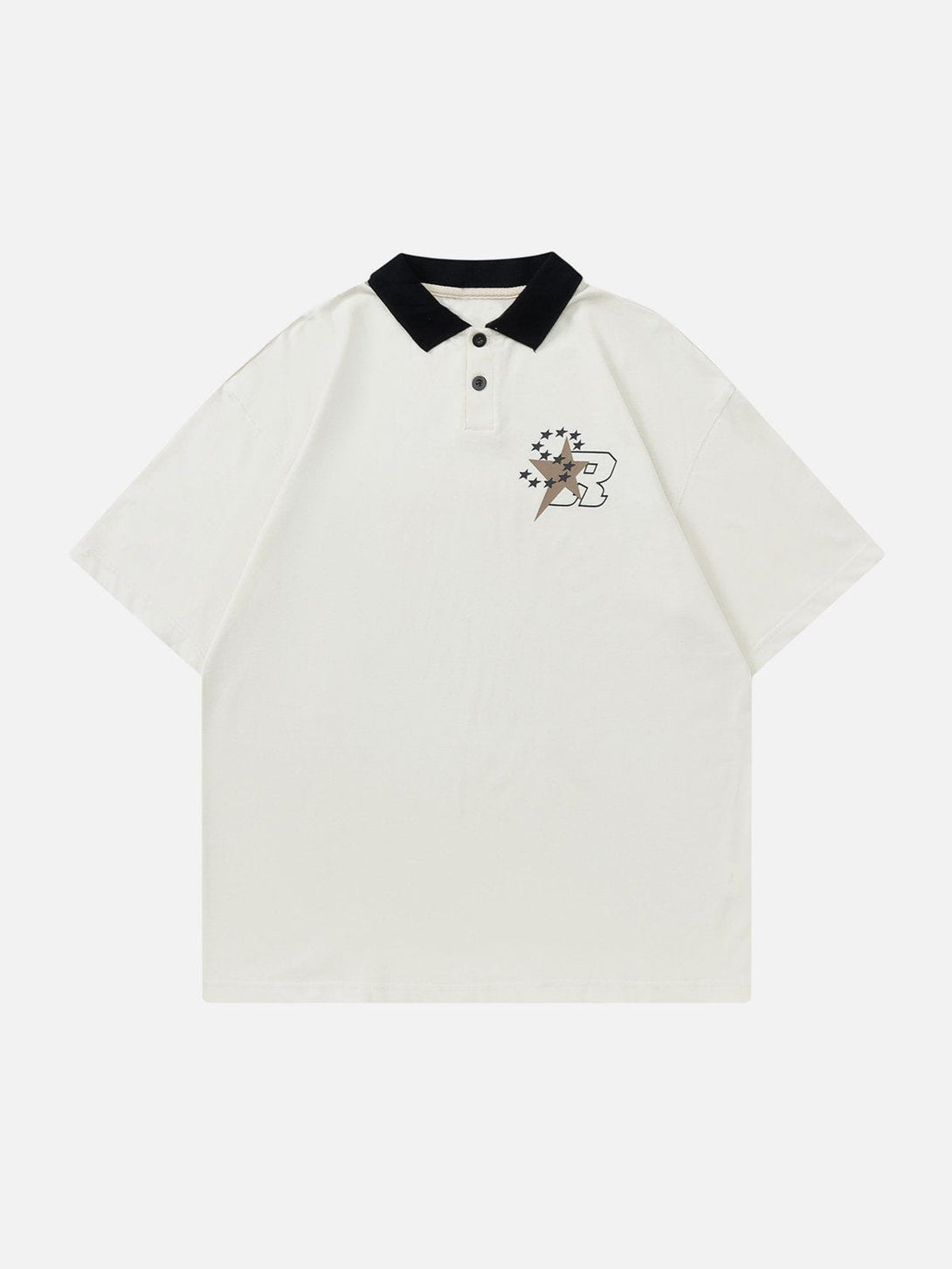 AlanBalen® - Star Letter Print Polo Collar Tee AlanBalen