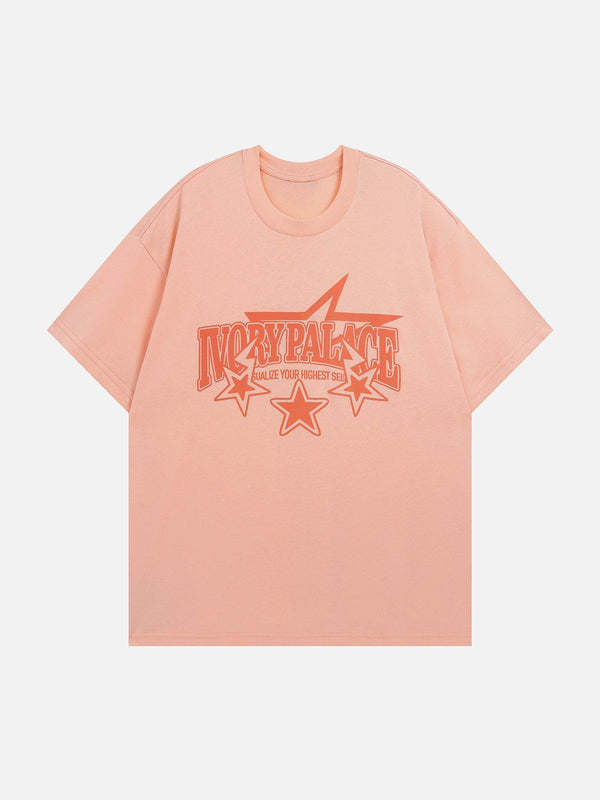 AlanBalen® - Star Letter Print Solid Tee AlanBalen