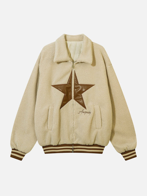 AlanBalen® - Star Patch Sherpa Jacket AlanBalen