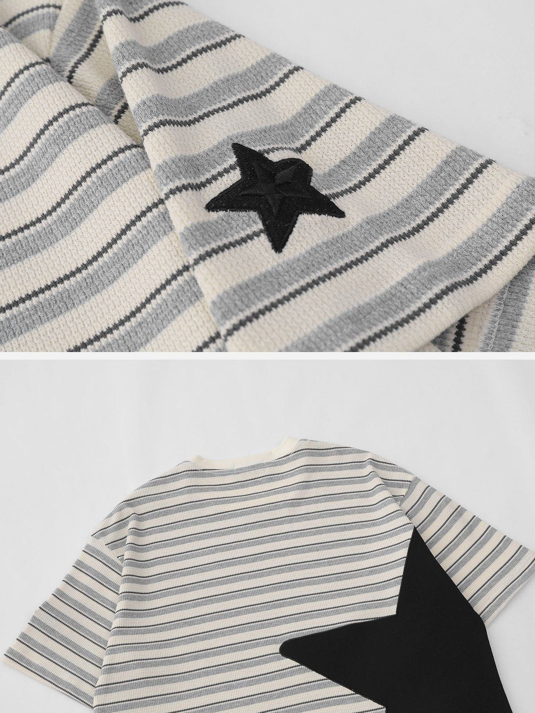 AlanBalen® - Star Patchwork Stripe Tee AlanBalen