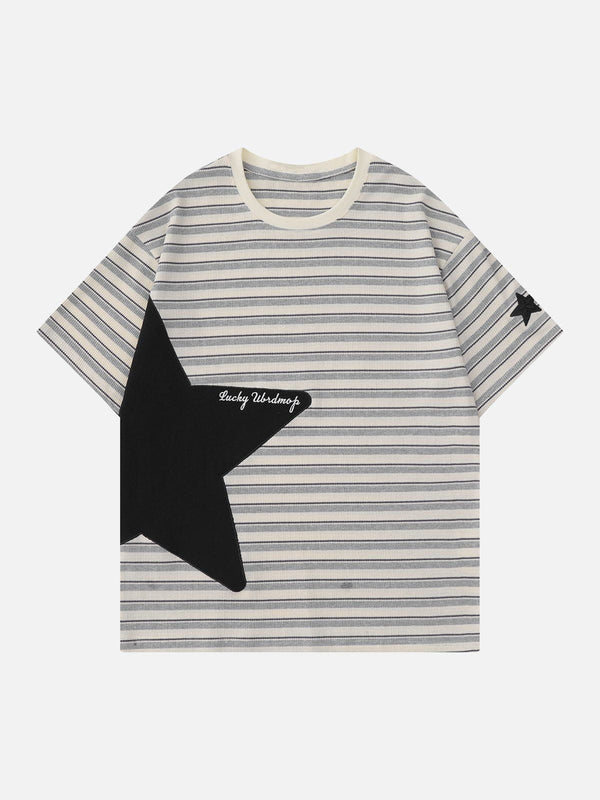 AlanBalen® - Star Patchwork Stripe Tee AlanBalen