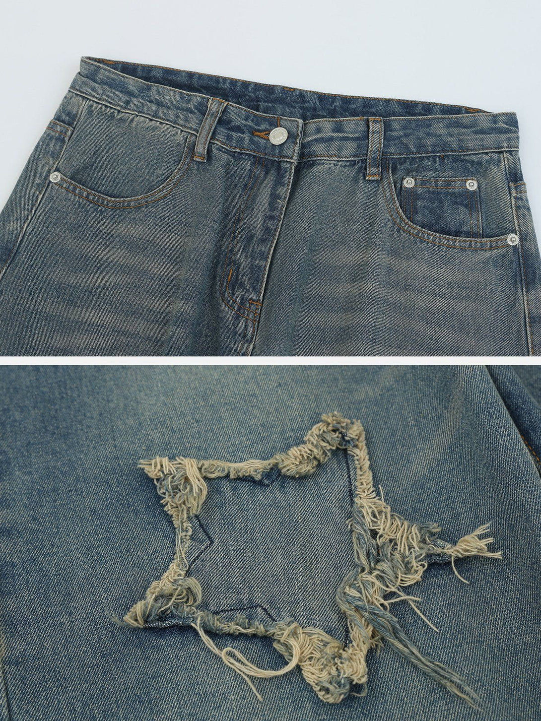 AlanBalen® - Star Patchwork Washed Jeans AlanBalen