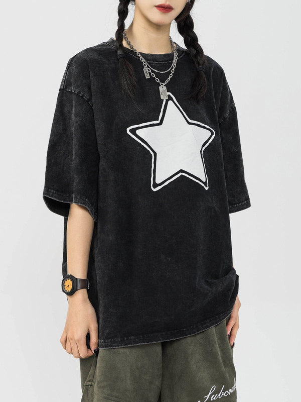 AlanBalen® - Star Print Washed Tee AlanBalen