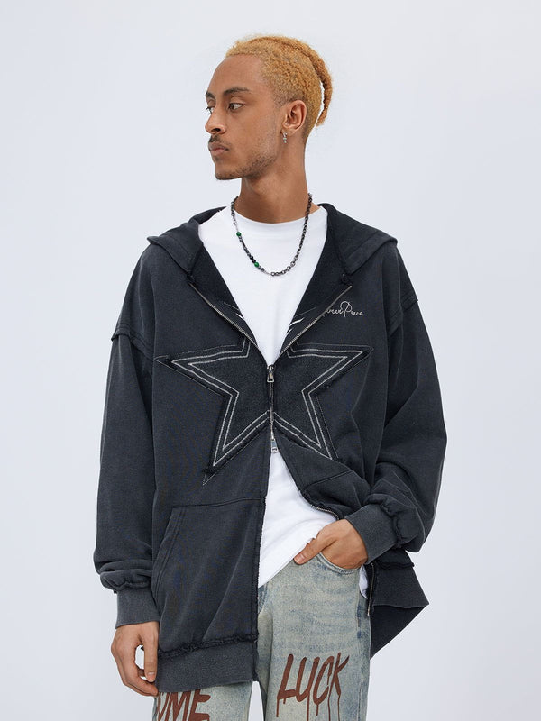 AlanBalen® - Star Washed Zip-up Hoodie AlanBalen