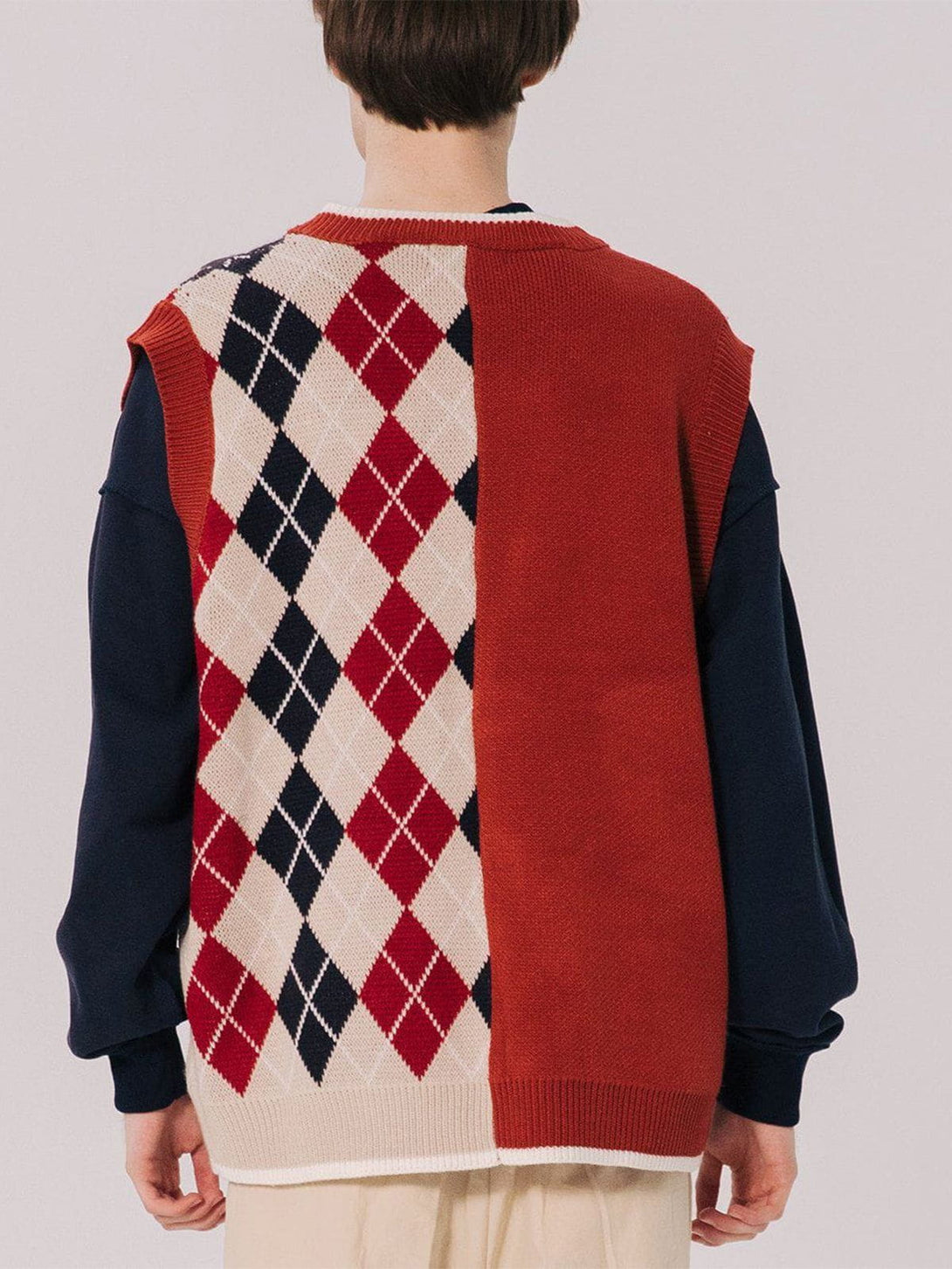 AlanBalen® - Stitching Diamond Pattern Sweater Vest AlanBalen