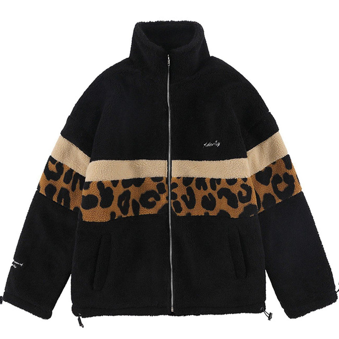 AlanBalen® - Stitching Leopard Sherpa Winter Coat AlanBalen