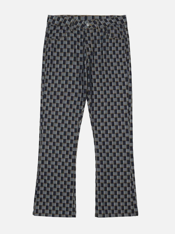 AlanBalen® - Stitching Plaid Print Pants AlanBalen