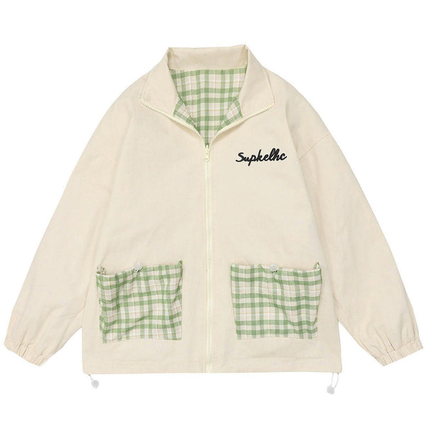 AlanBalen® - Stitching Plaid Reversible Jacket AlanBalen