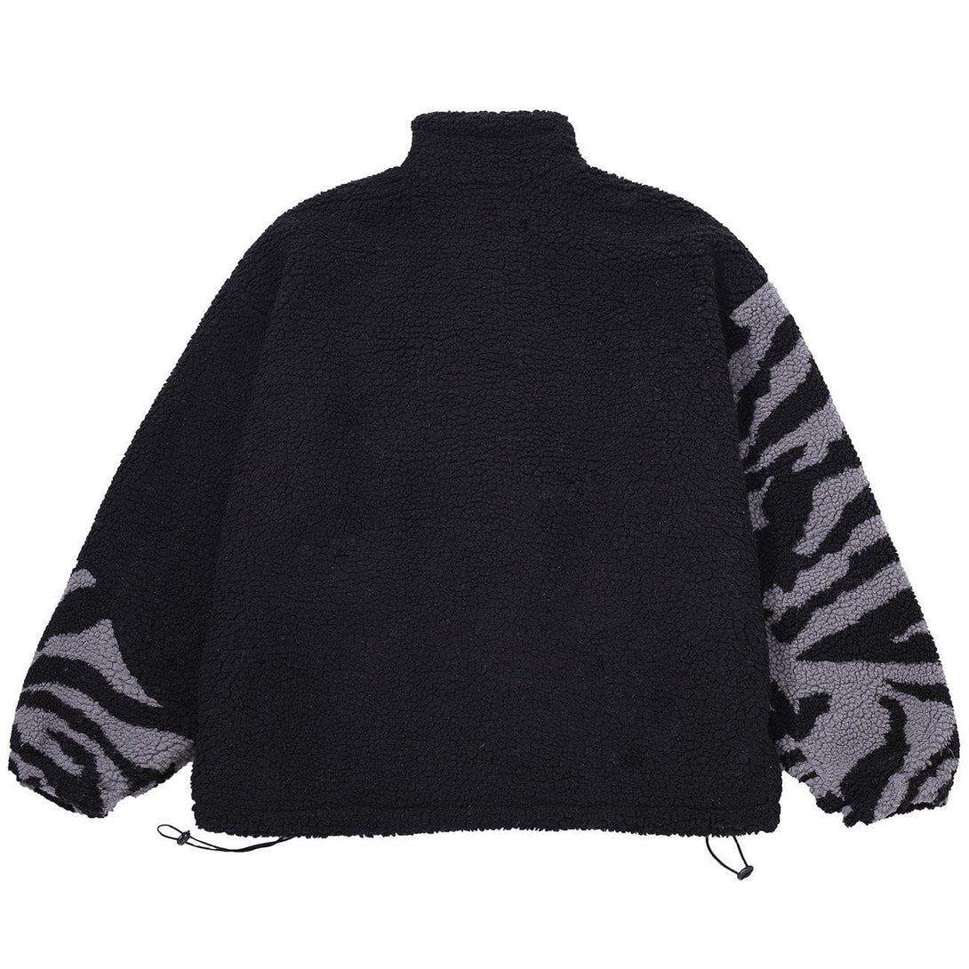 AlanBalen® - Stitching Zebra Pattern Sherpa Winter Coat AlanBalen
