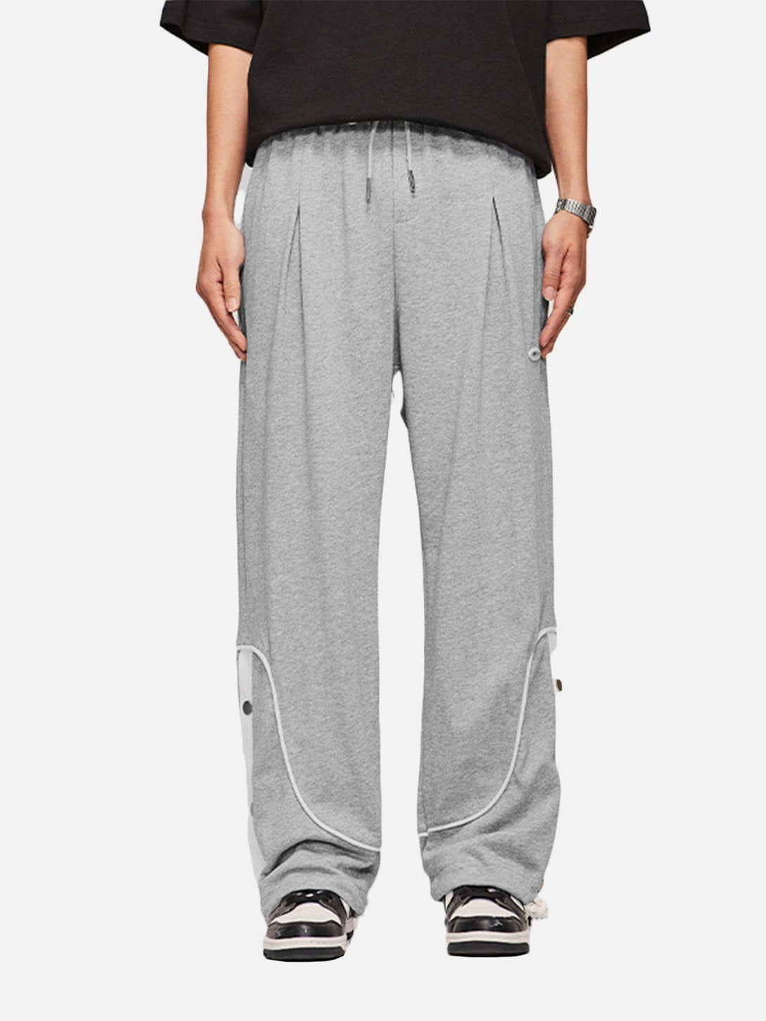 AlanBalen® - Stripe Buckle Drawstring Sweatpants AlanBalen